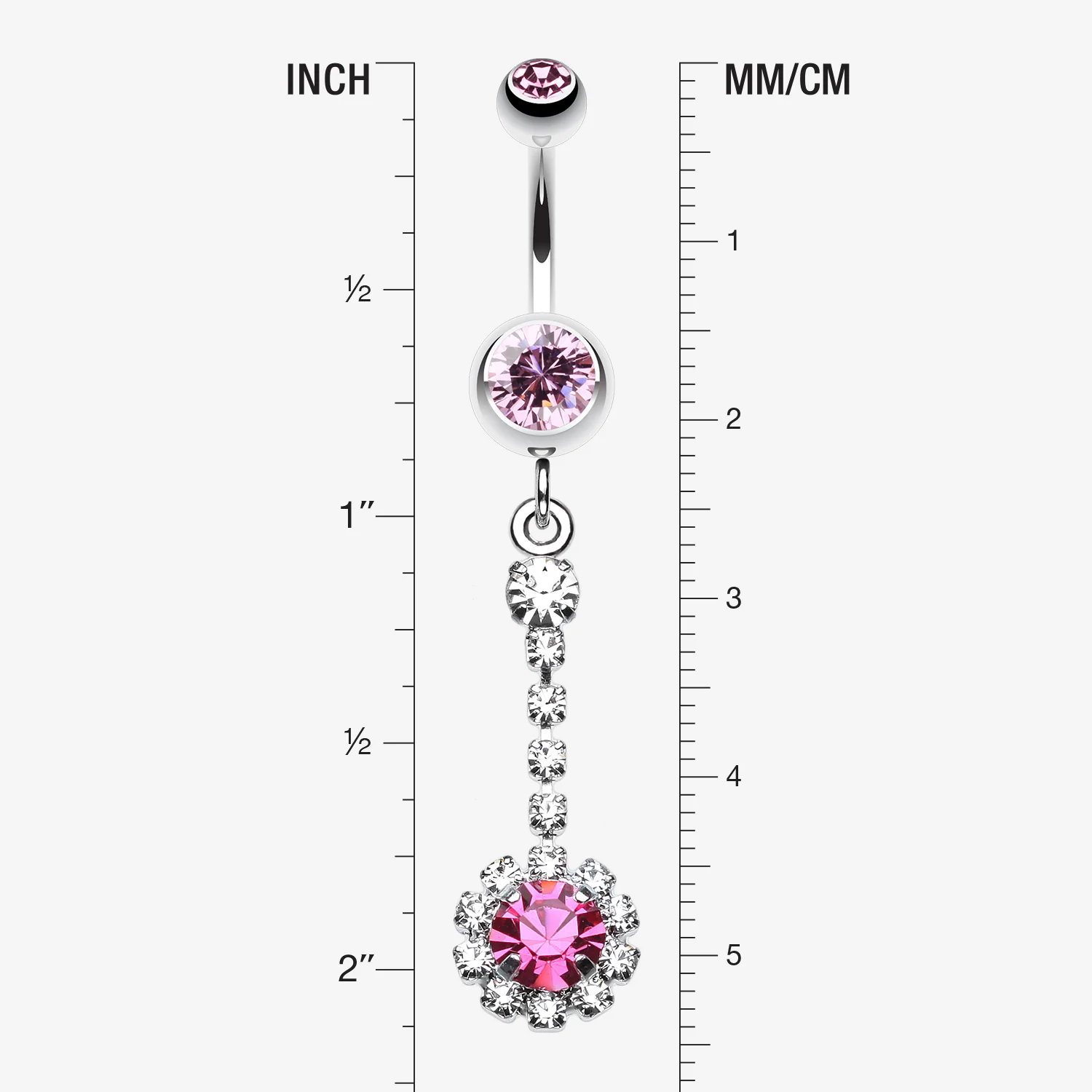 Dangling Gem Drop Belly Button Ring - Image 2