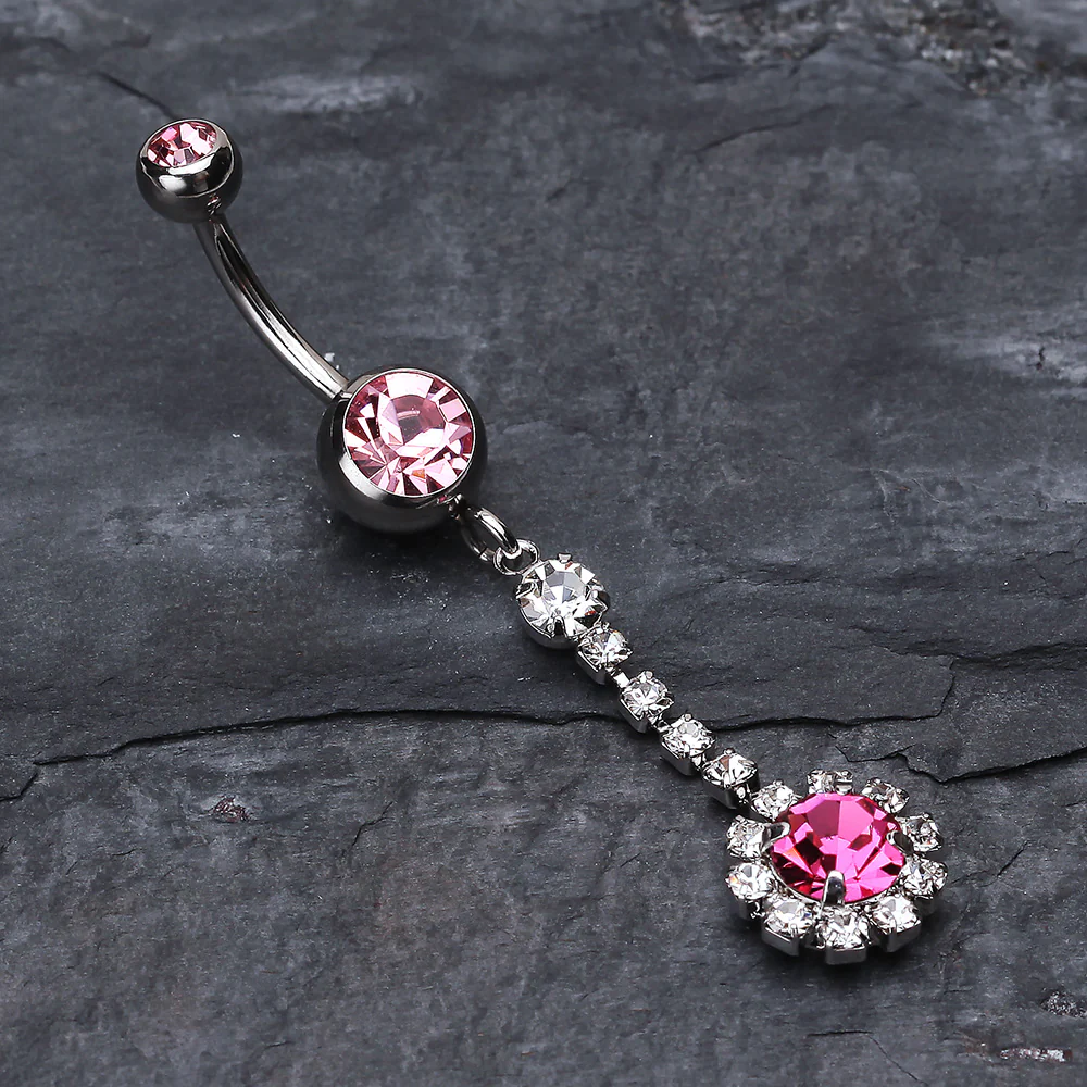 Dangling Gem Drop Belly Button Ring - Image 3