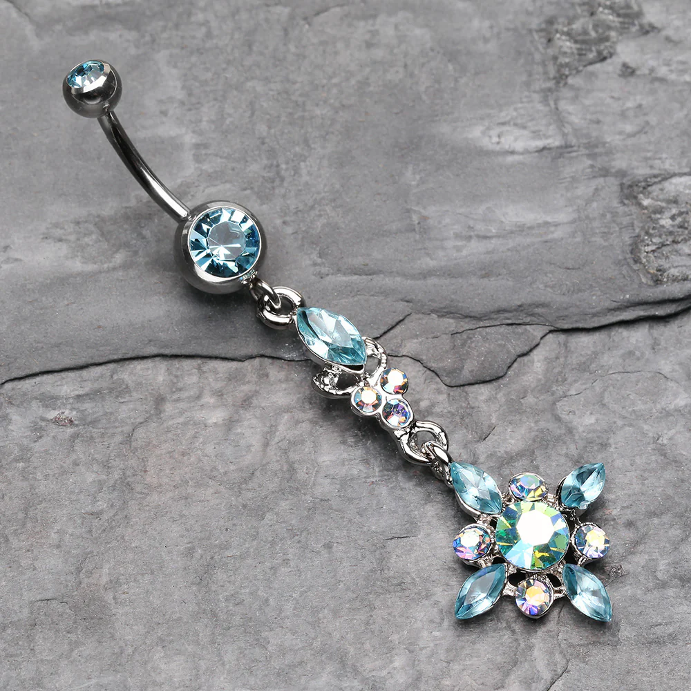 Dangling Shine Drops Belly Button Ring - Image 3