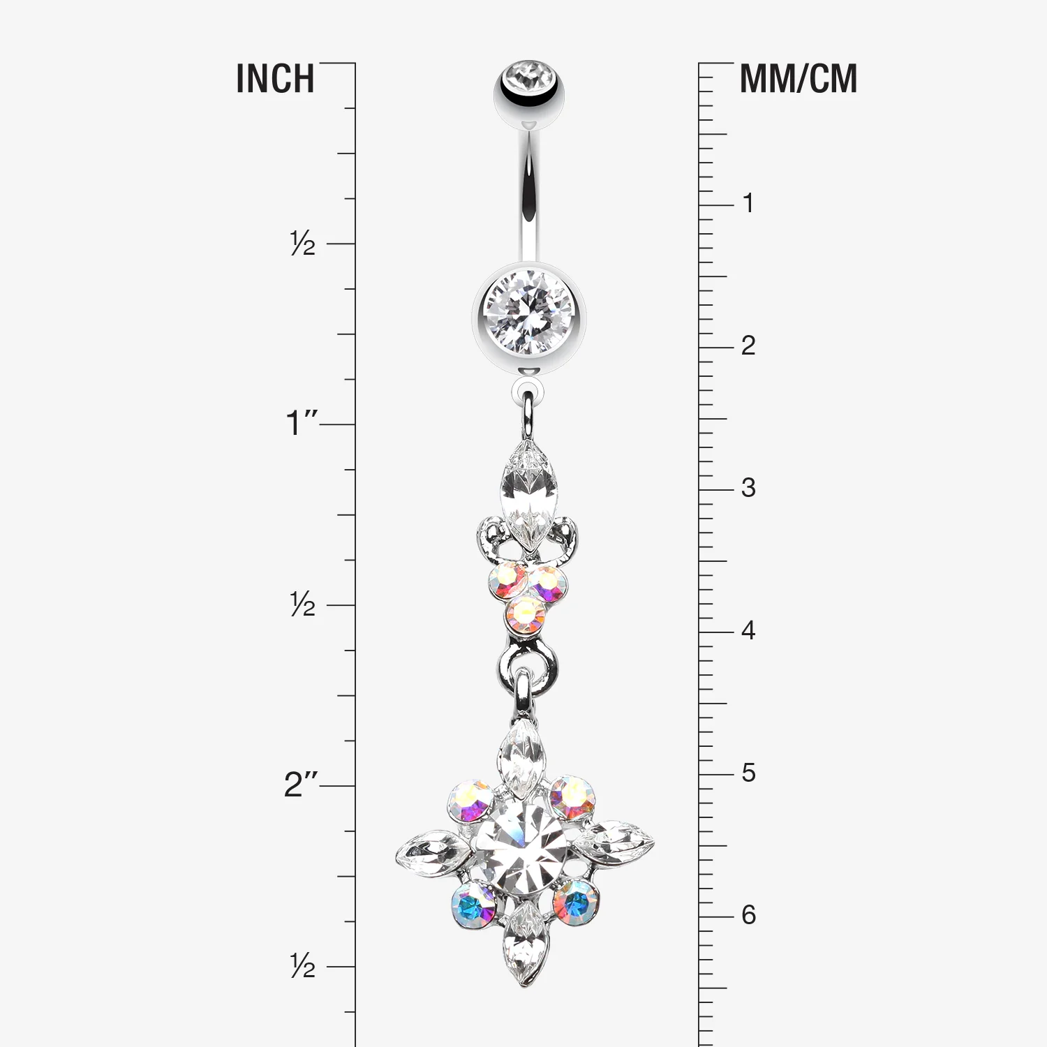 Dangling Shine Drops Belly Button Ring - Image 2