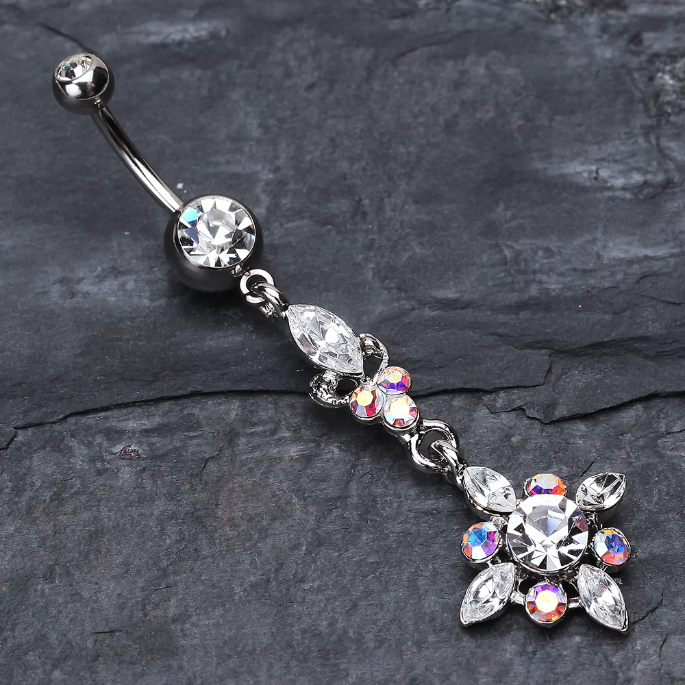 Dangling Shine Drops Belly Button Ring - Image 3