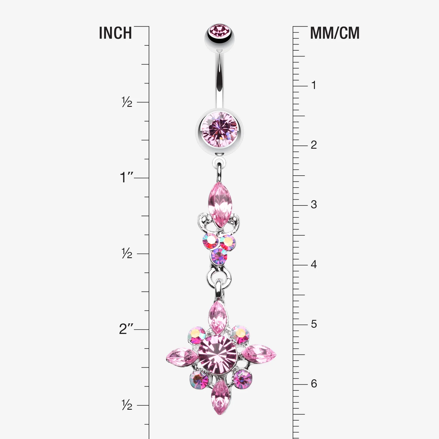 Dangling Shine Drops Belly Button Ring - Image 2