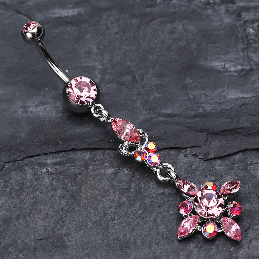 Dangling Shine Drops Belly Button Ring - Image 3