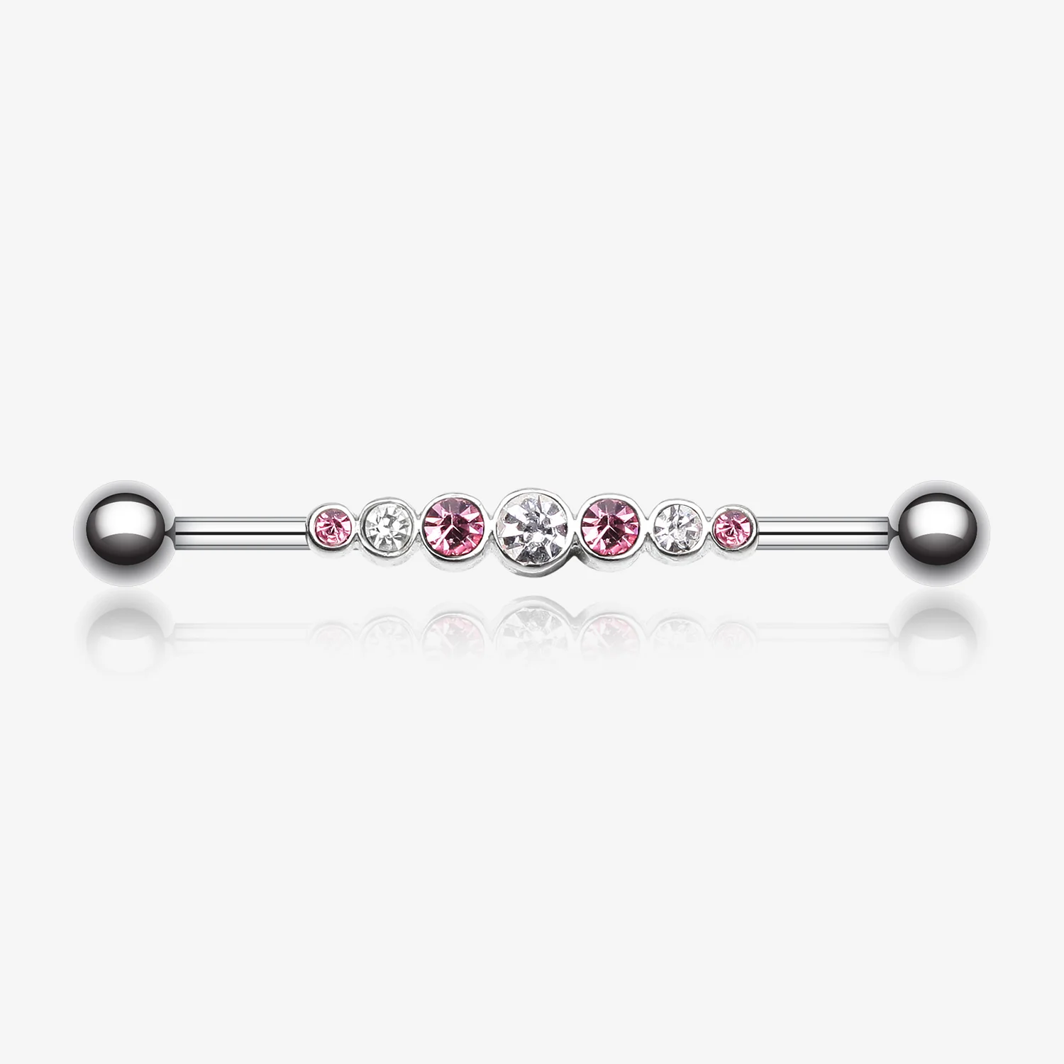 Dazzling Gem Row Industrial Barbell
