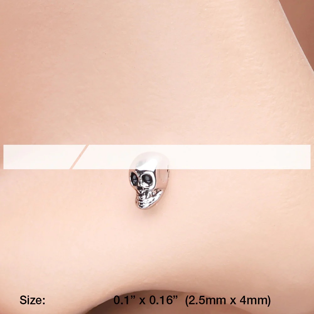 Death Skull Head L-Shaped Nose Ring - Image 3