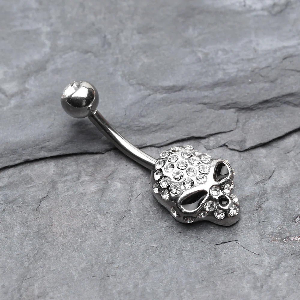 Death Skull Mask Belly Button Ring - Image 3