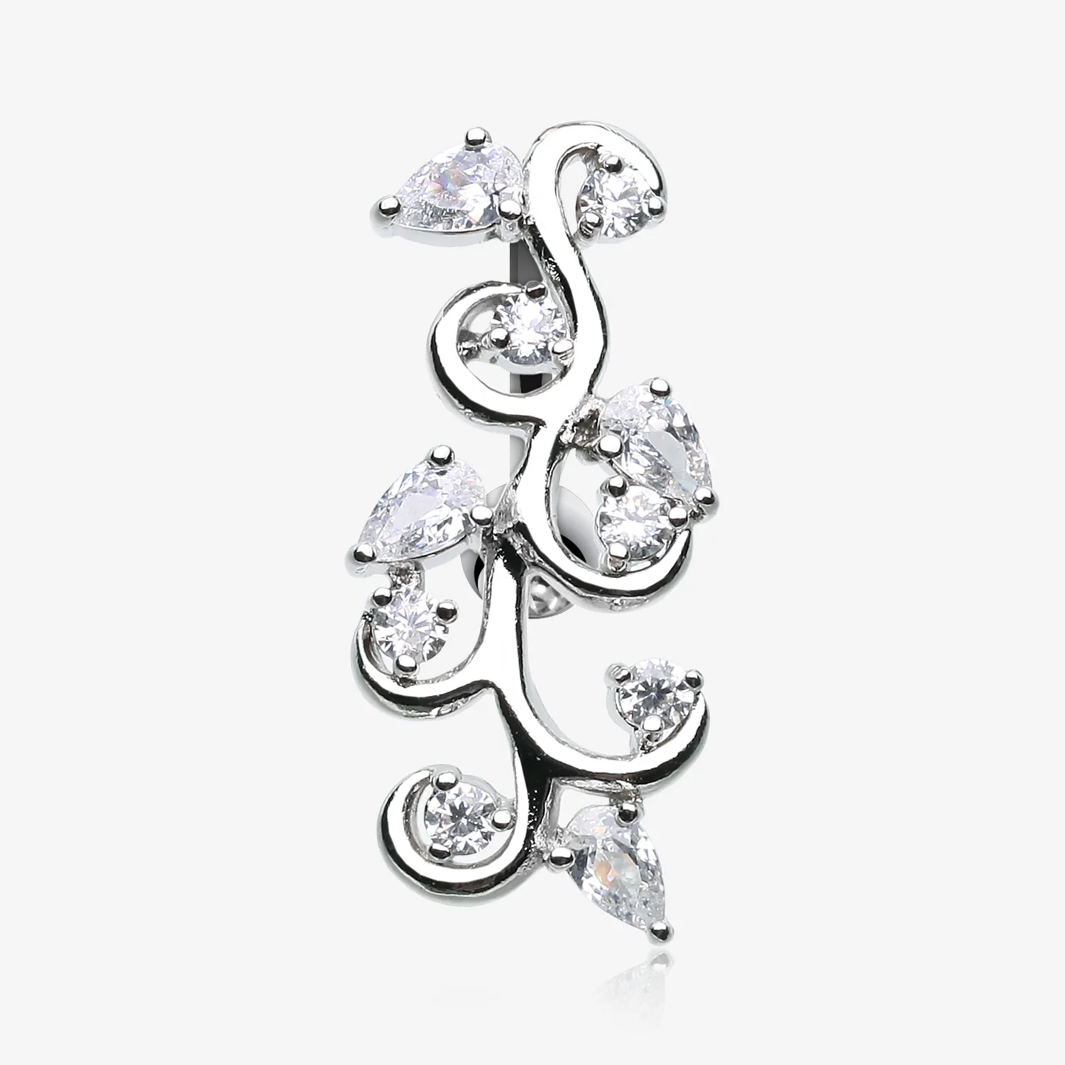 Delicate Crystal Vine Reverse Belly Button Ring