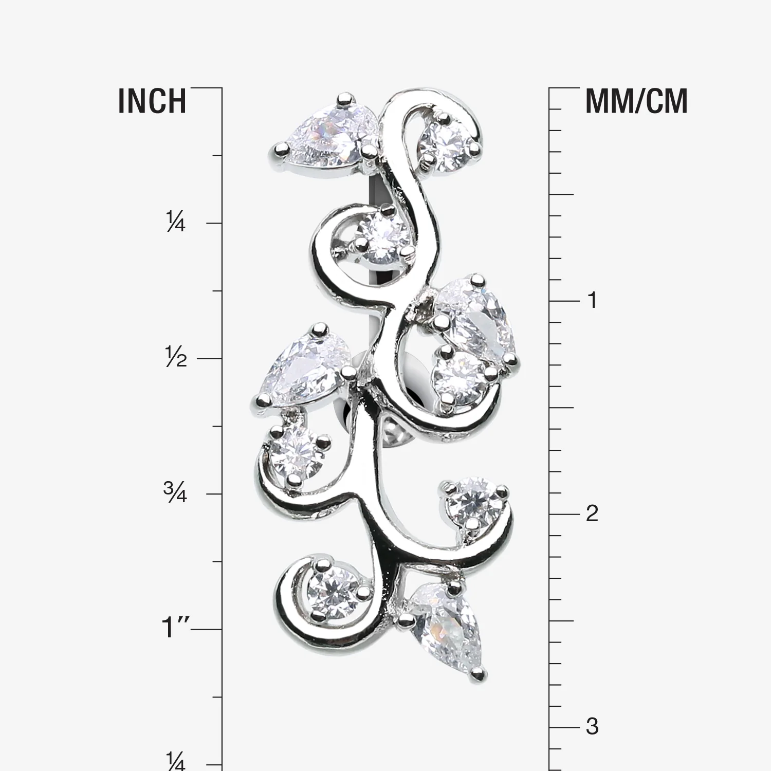 Delicate Crystal Vine Reverse Belly Button Ring - Image 2
