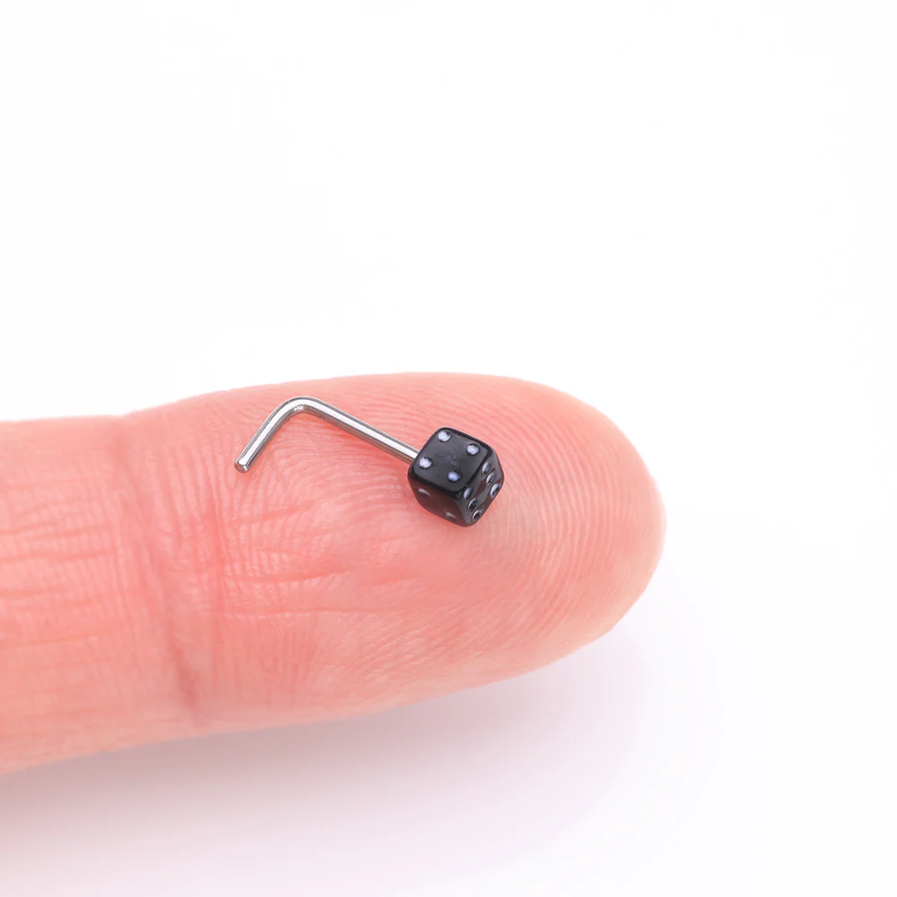 Dice Top L-Shaped Nose Ring - Image 3