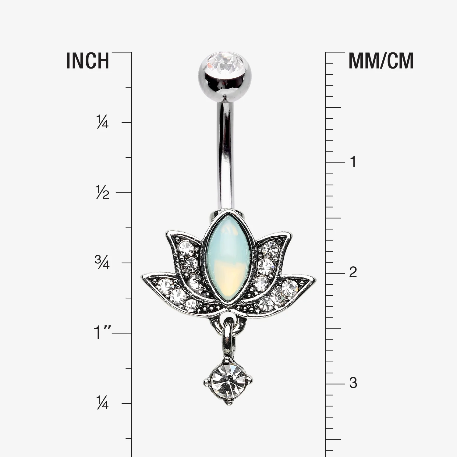 Divine Lotus Sparkle Dangle Belly Button Ring - Image 2