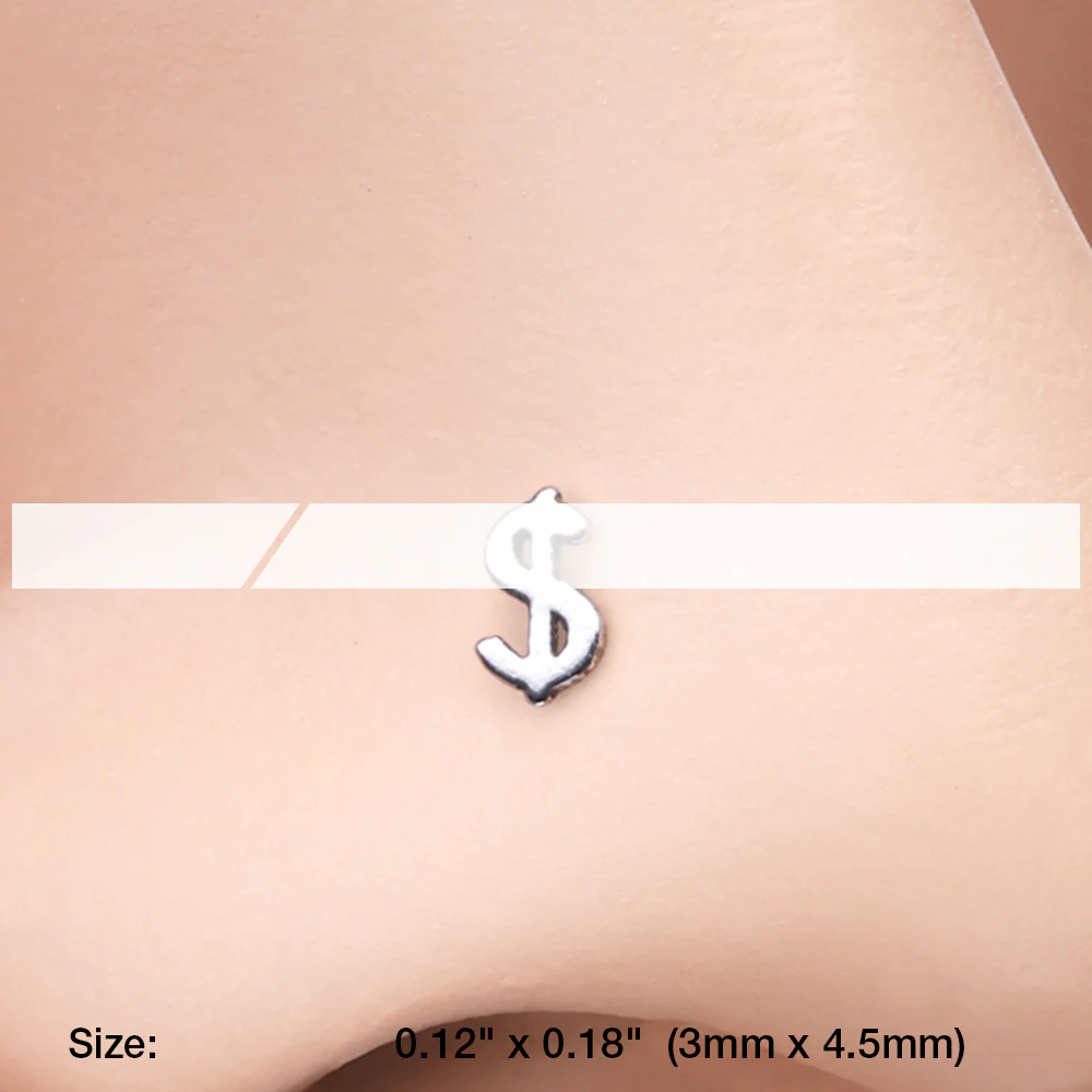 Dollar Money Sign L-Shaped Nose Ring - Image 3