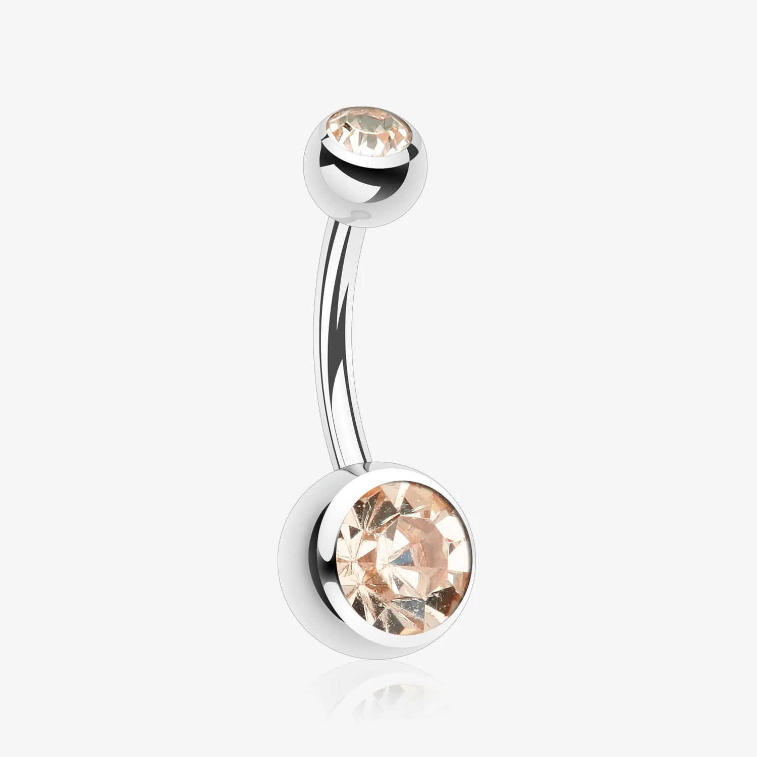 Double Gem Ball Steel Belly Button Ring