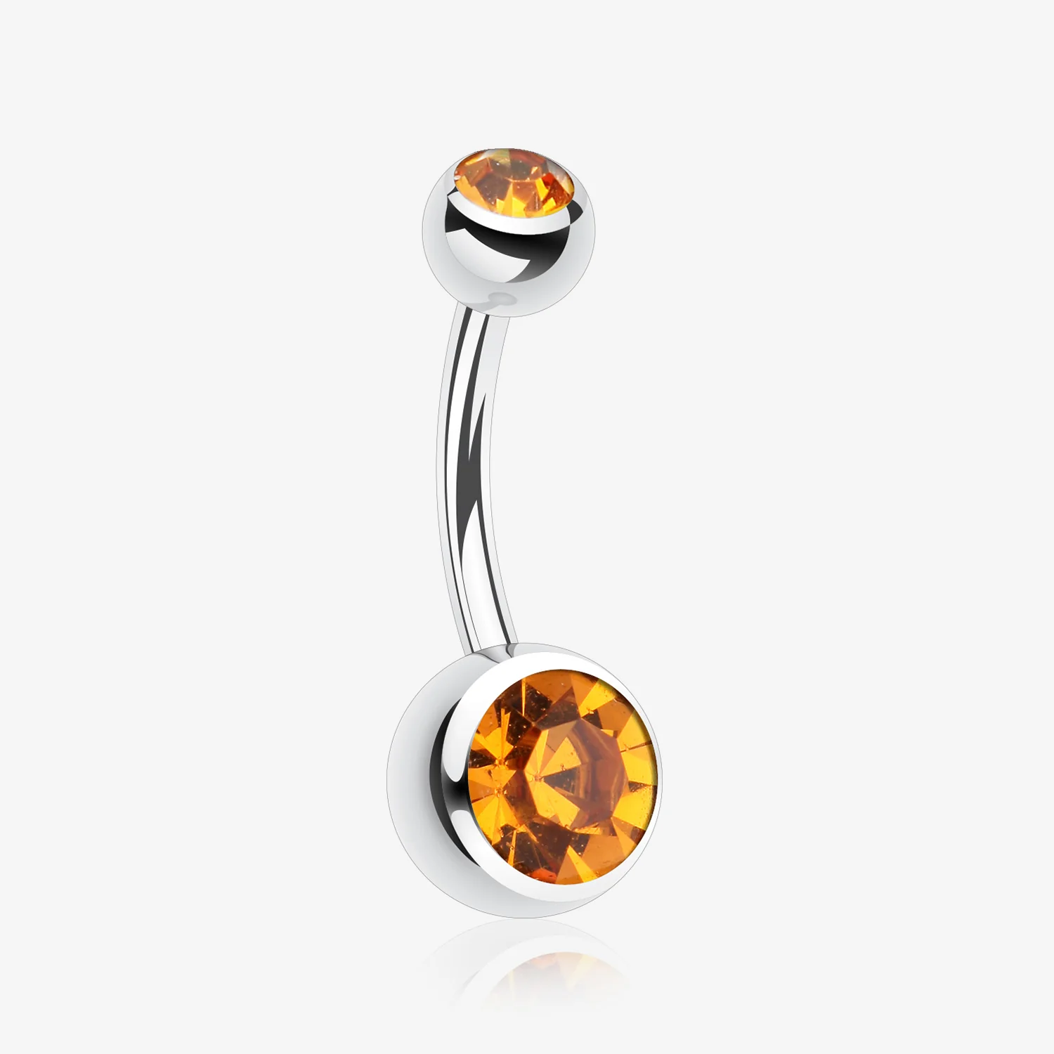 Double Gem Ball Steel Belly Button Ring