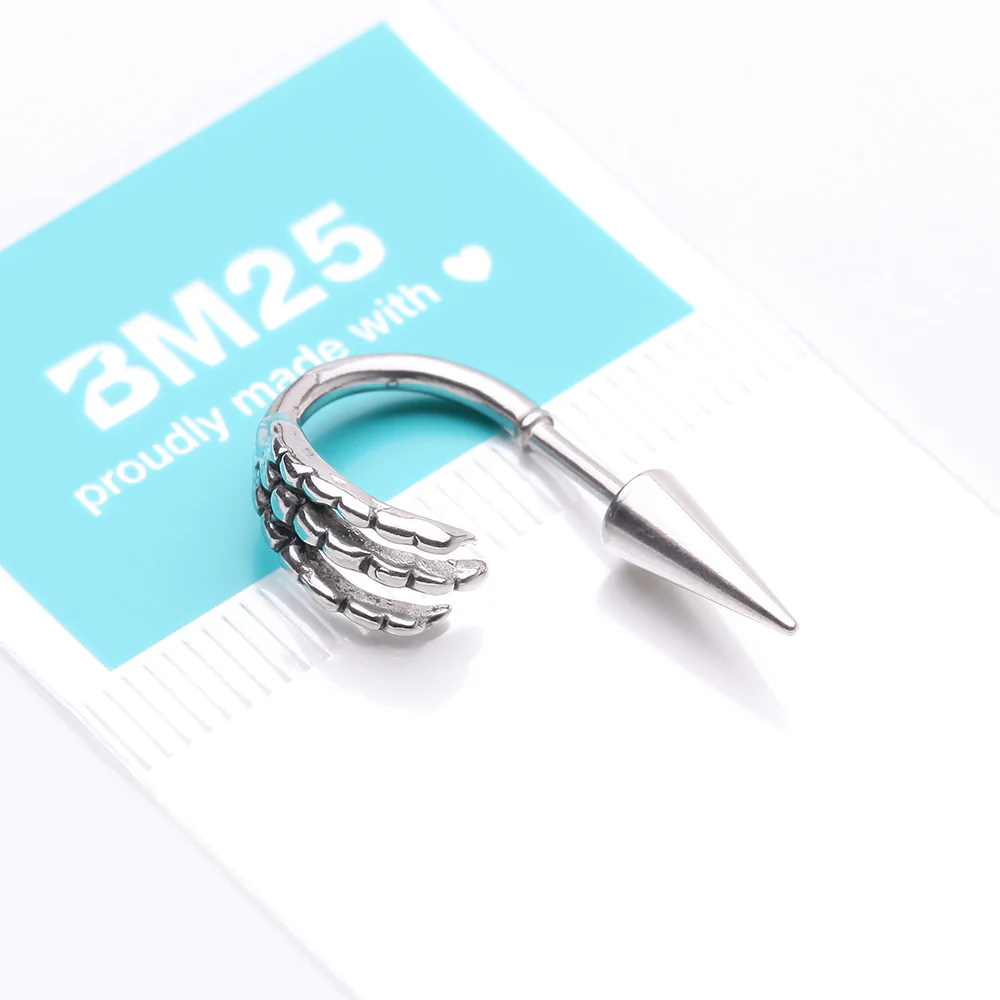 Dragon Claw Steel Spike Cuff Barbell Earring - Image 4