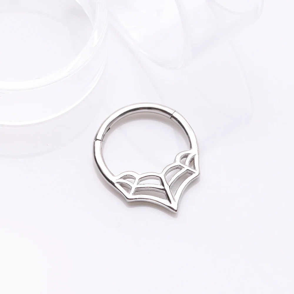 Eccentric Spider Web Clicker Hoop Ring - Image 3