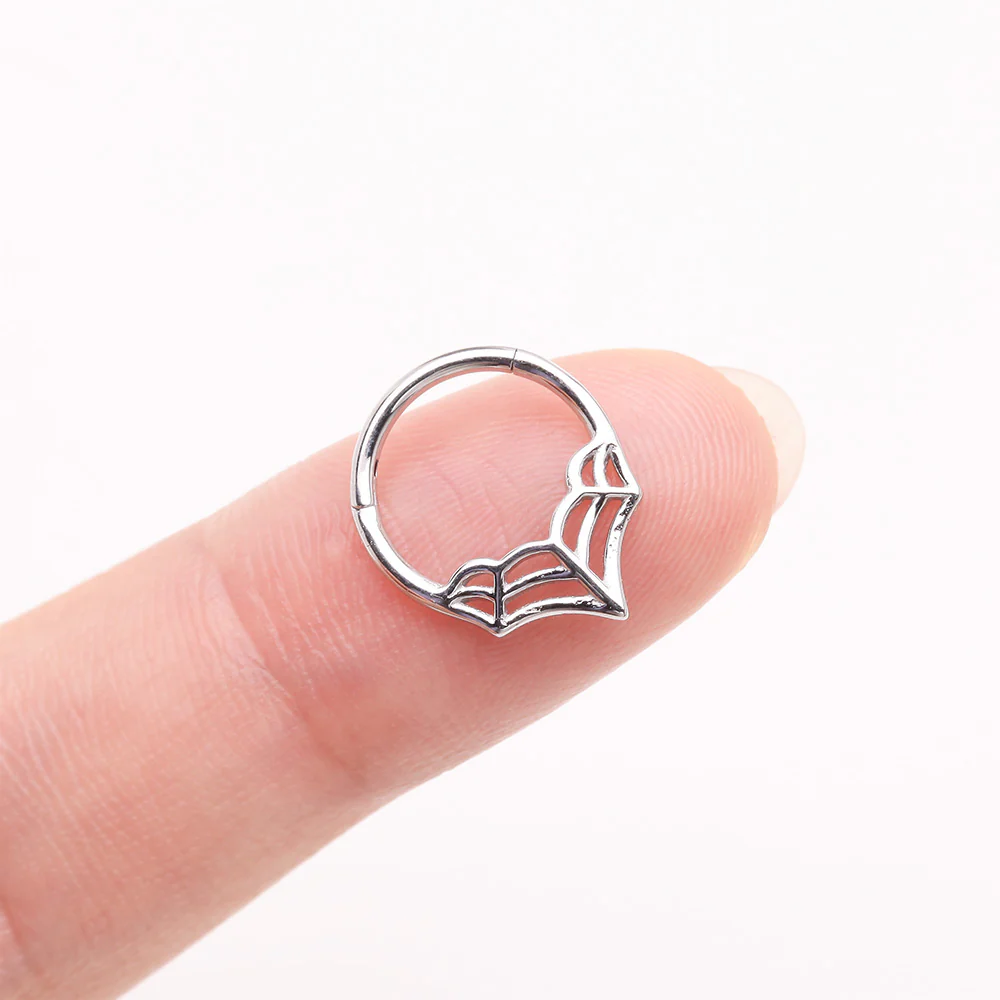 Eccentric Spider Web Clicker Hoop Ring - Image 4