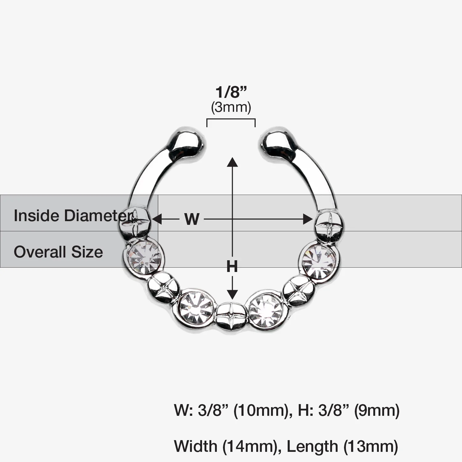 Elan Multi-Gem Fake Septum Clip-On Ring - Image 2
