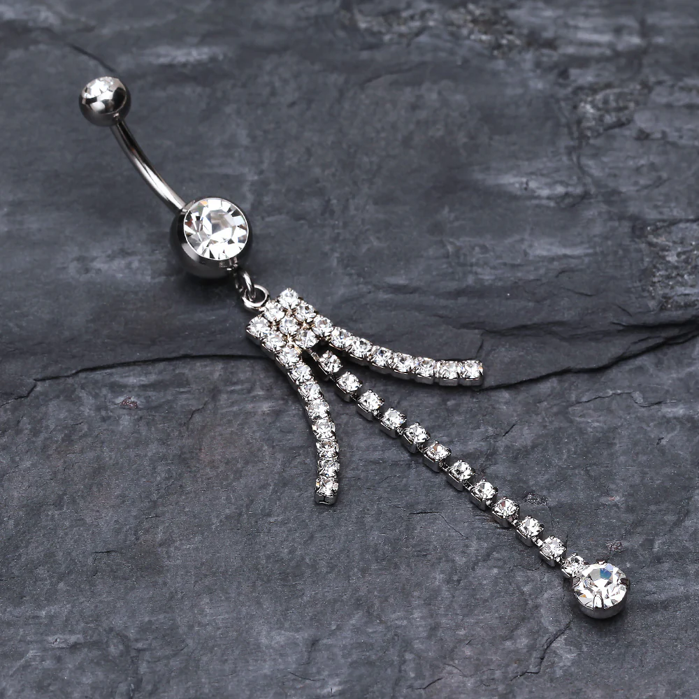 Elegant Bejeweled Cascading Belly Button Ring - Image 3