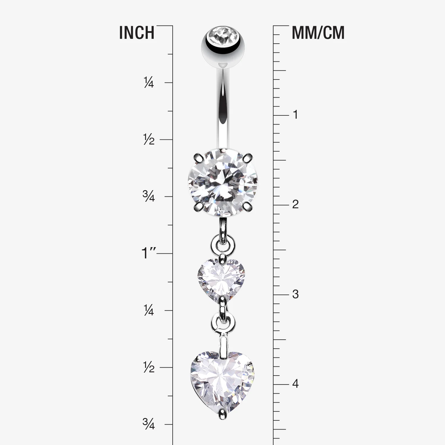 Elegant Double Hearts Belly Button Ring - Image 2
