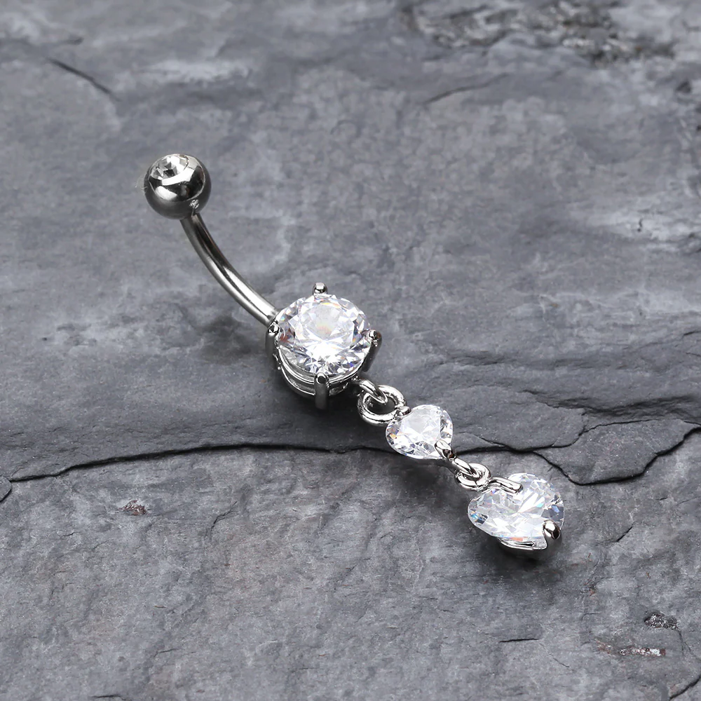 Elegant Double Hearts Belly Button Ring - Image 3
