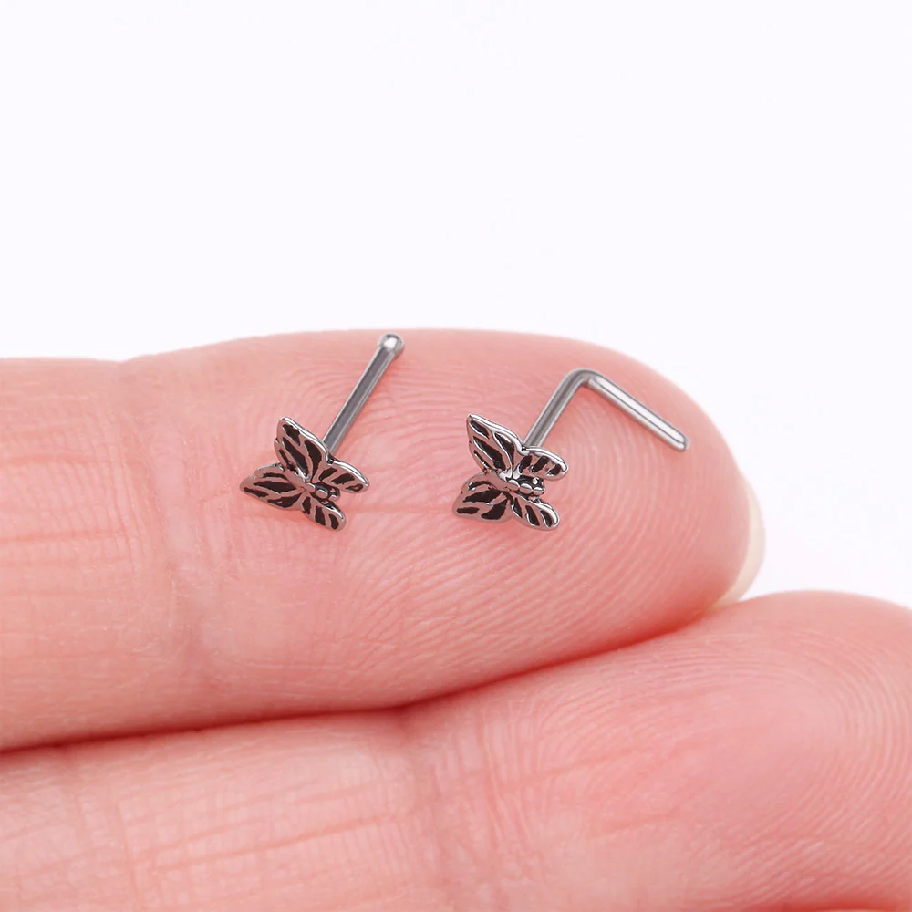 Elegant Goth Butterfly Nose Stud Ring - Image 4