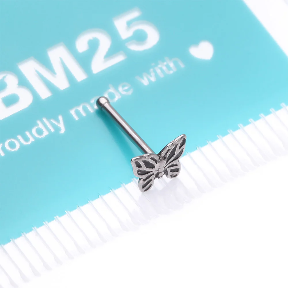 Elegant Goth Butterfly Nose Stud Ring - Image 5