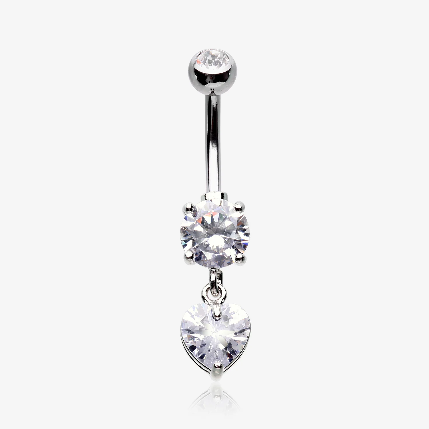 Elegant Heart Drop Sparkle Belly Button Ring
