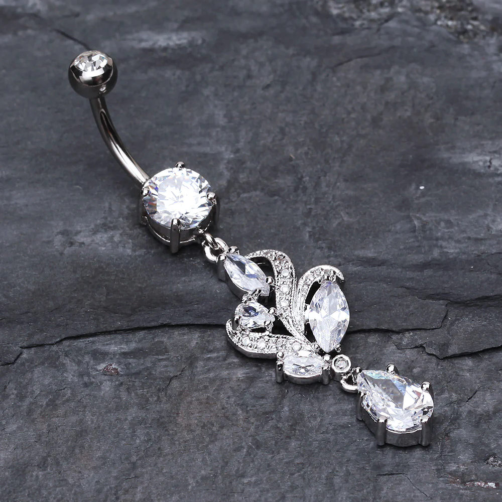 Elegant Luster Vines Belly Button Ring - Image 3