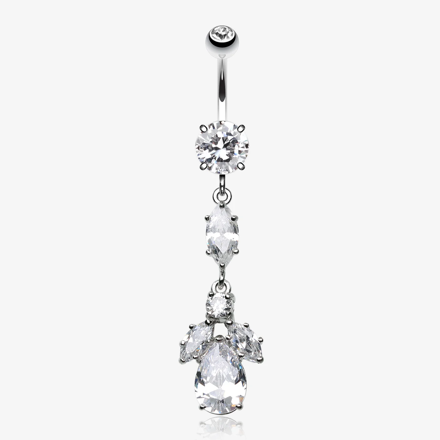 Elegant Marquise Teardrop Crystalline Belly Button Ring