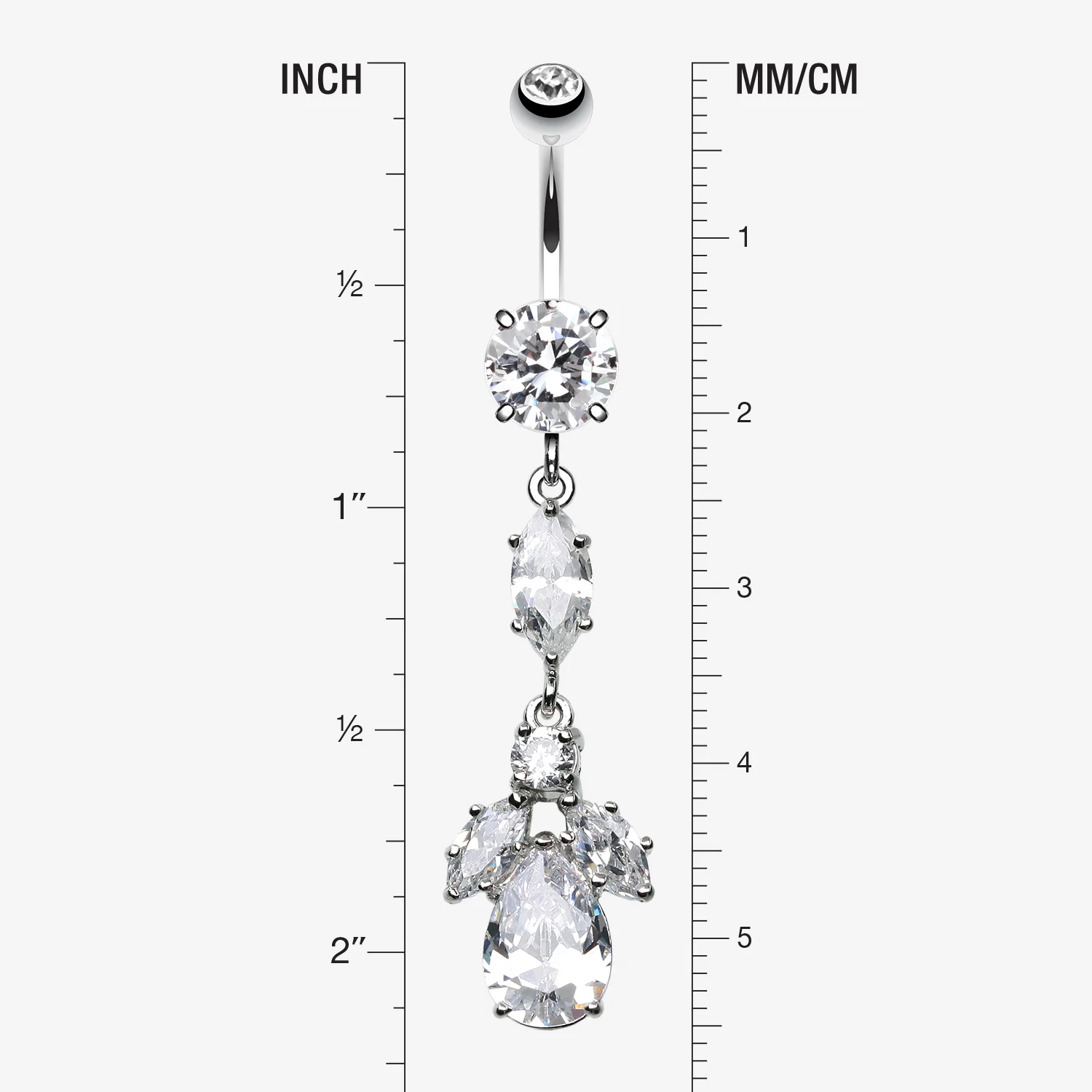 Elegant Marquise Teardrop Crystalline Belly Button Ring - Image 2