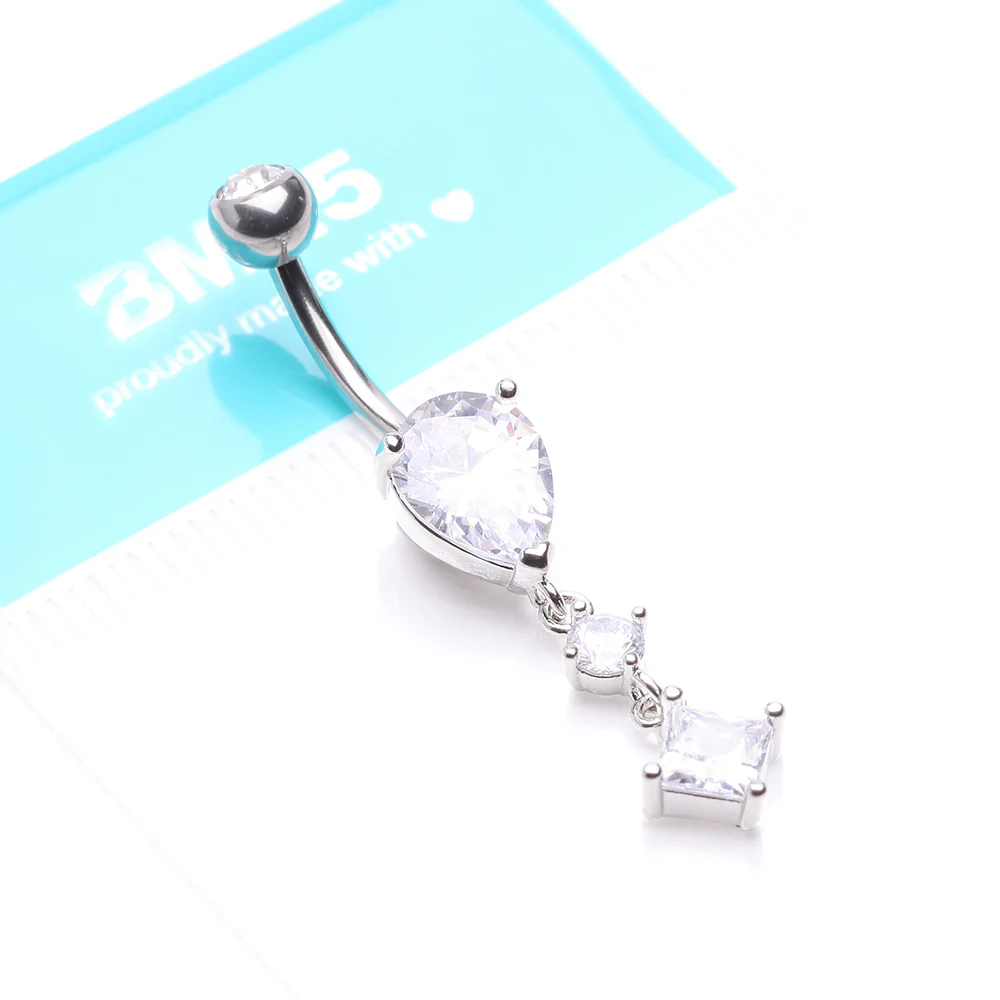 Enchant Sparkle Teardrop Princess Dangle Belly Button Ring - Image 5
