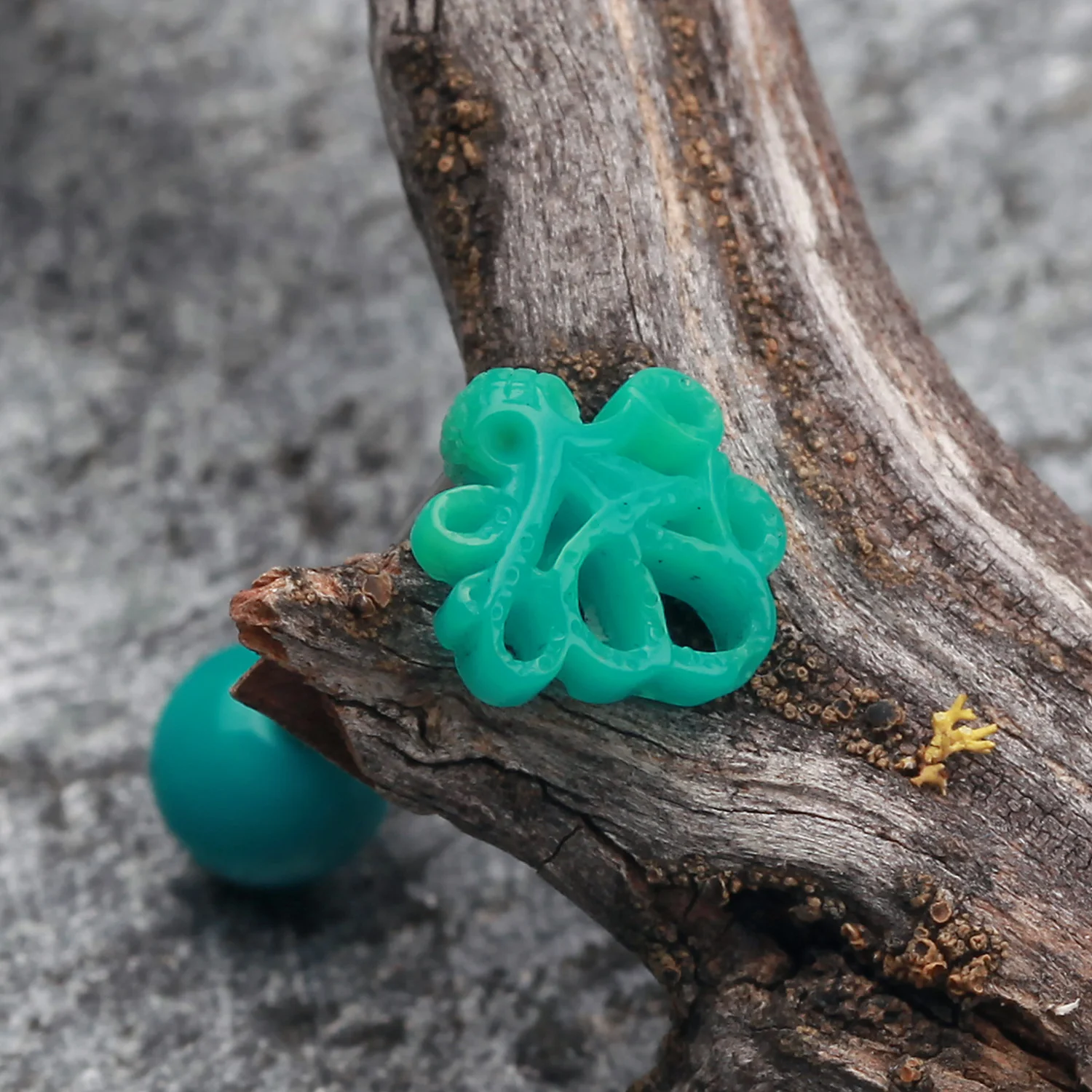 Evil Octopus Acrylic Barbell Tongue Ring - Image 2