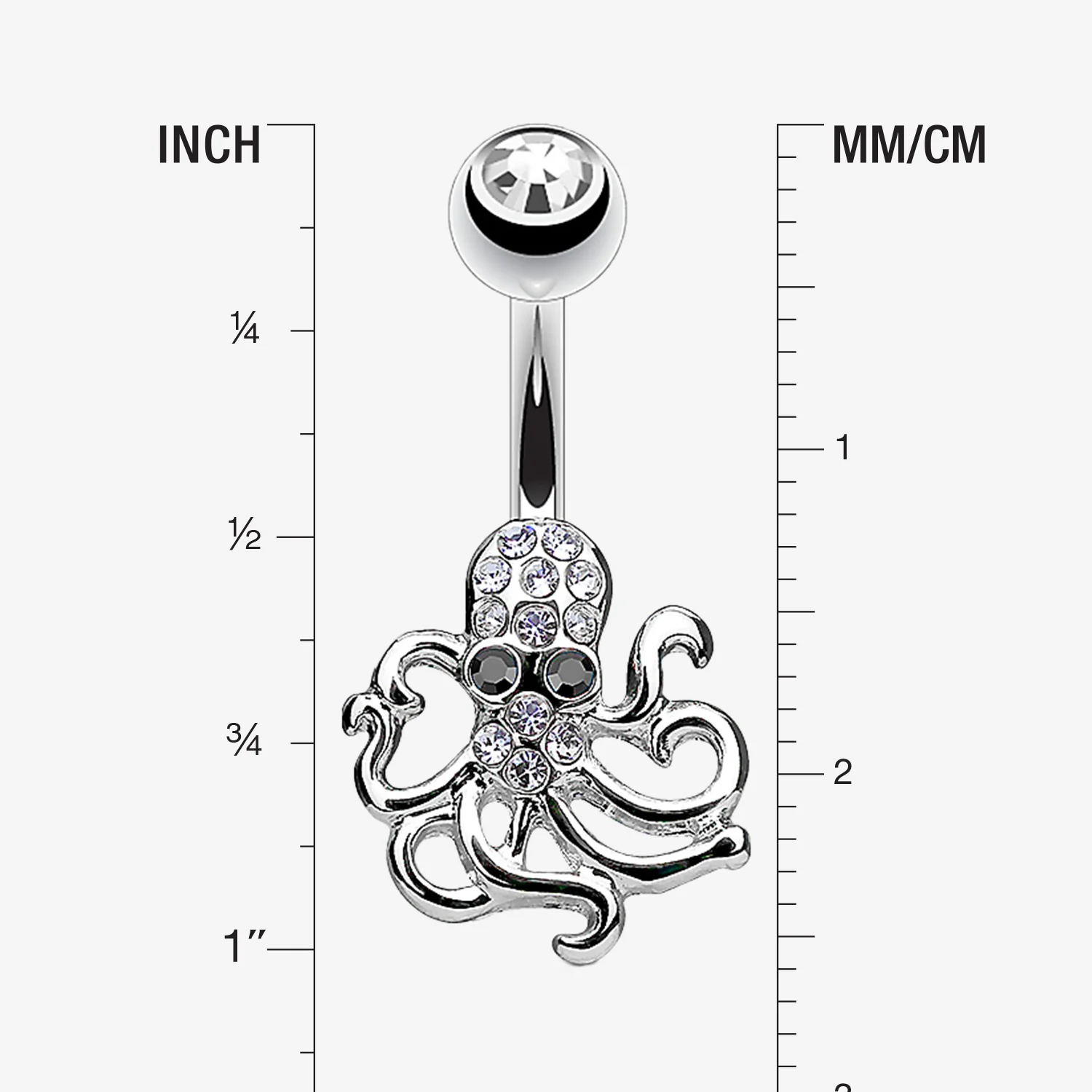 Evil Octopus Sparkle Belly Button Ring - Image 2