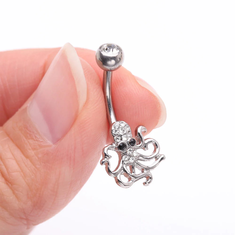 Evil Octopus Sparkle Belly Button Ring - Image 4