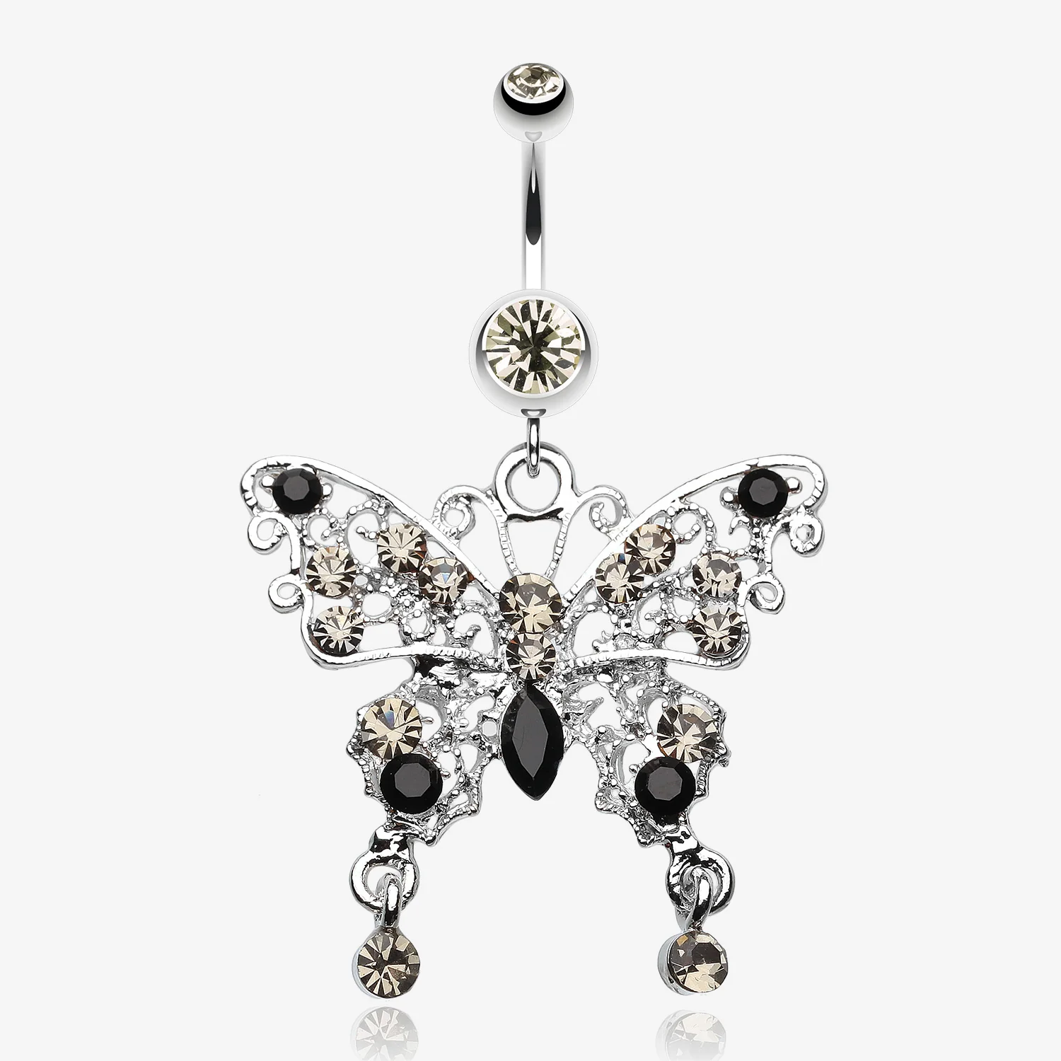 Fancy Gem Butterfly Belly Button Ring