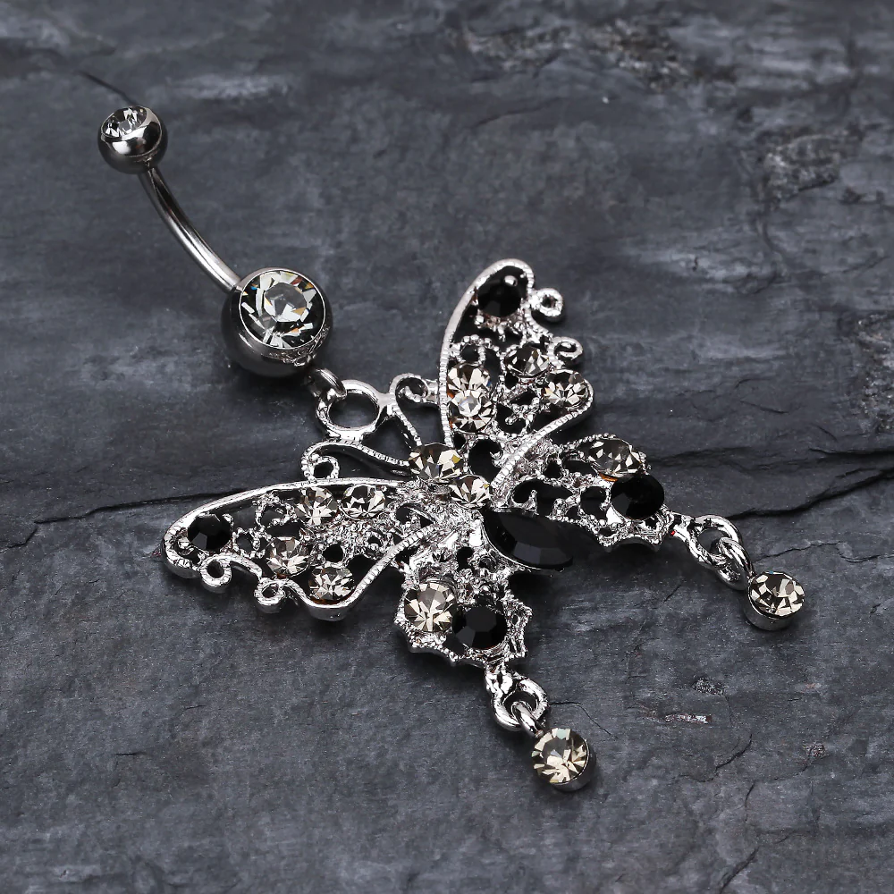 Fancy Gem Butterfly Belly Button Ring - Image 3