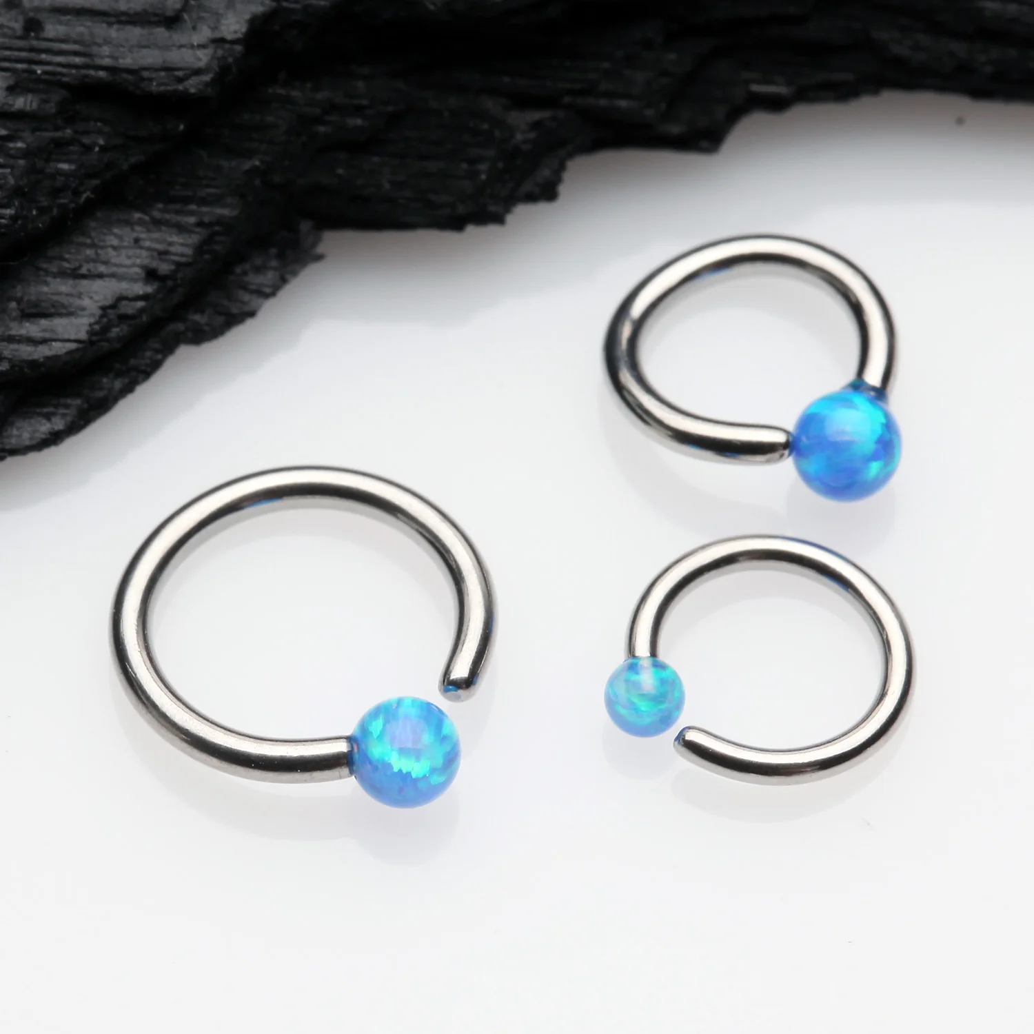 Fire Opal Basic Bendable Twist Hoop Ring - Image 2