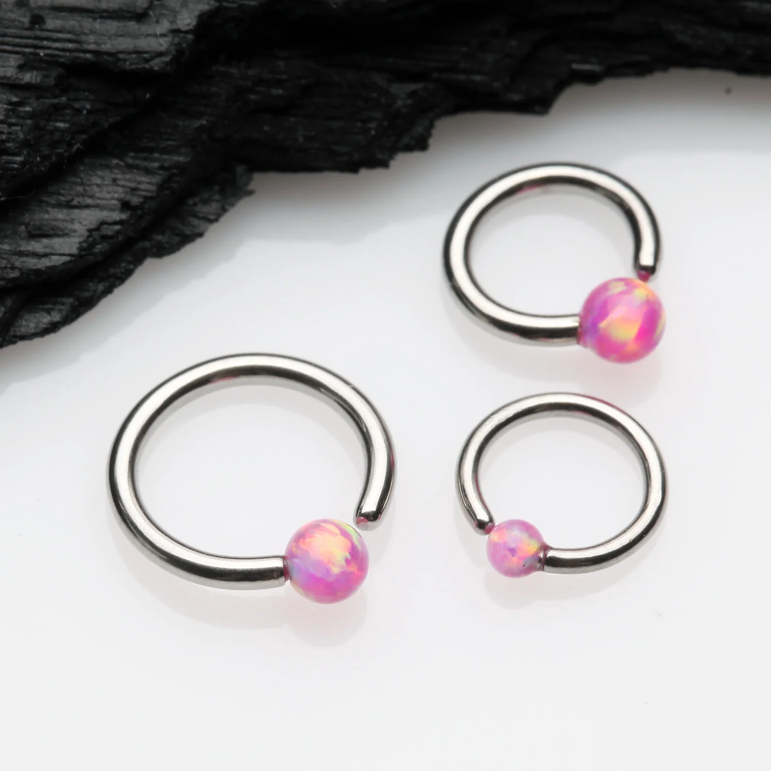 Fire Opal Basic Bendable Twist Hoop Ring - Image 2