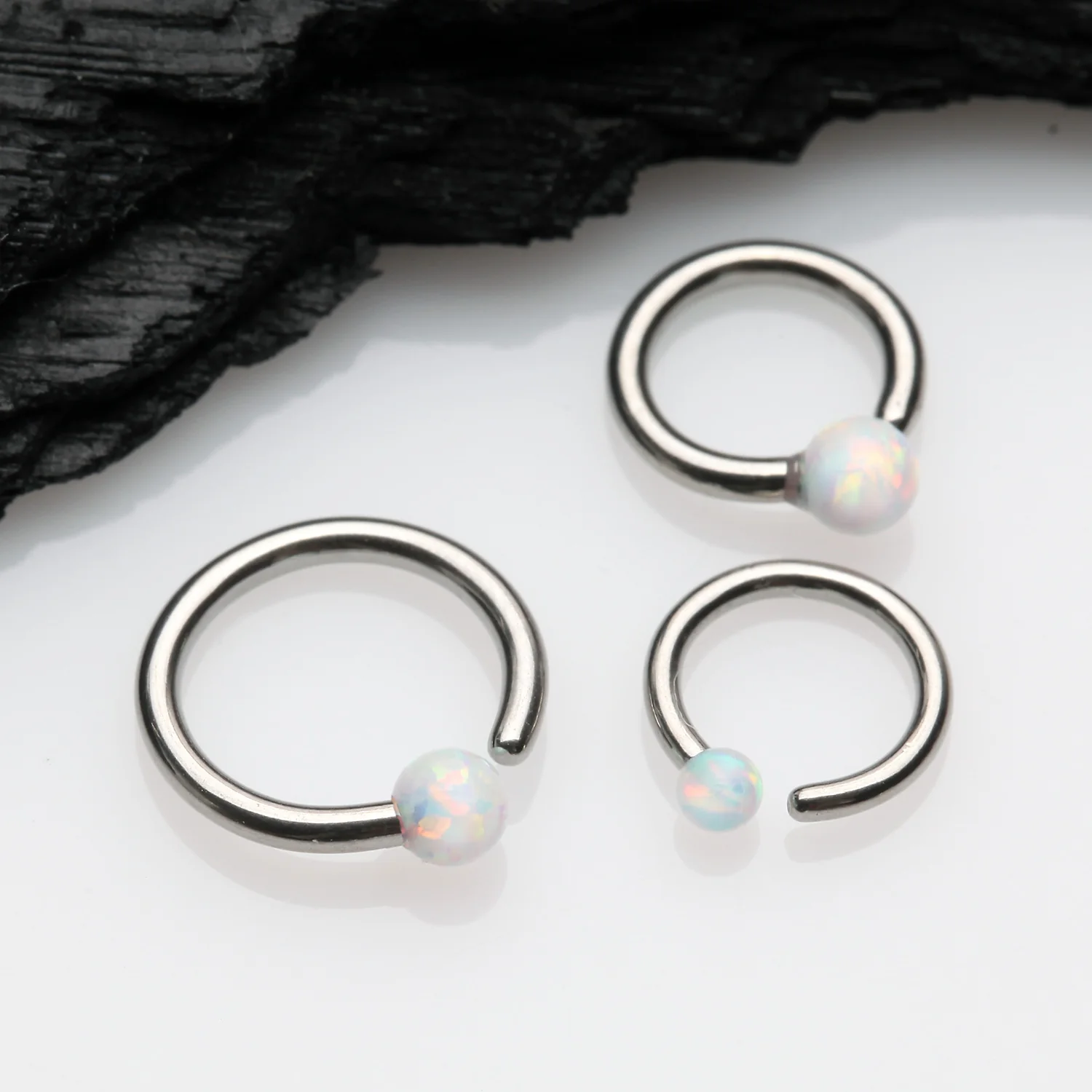 Fire Opal Basic Bendable Twist Hoop Ring - Image 2