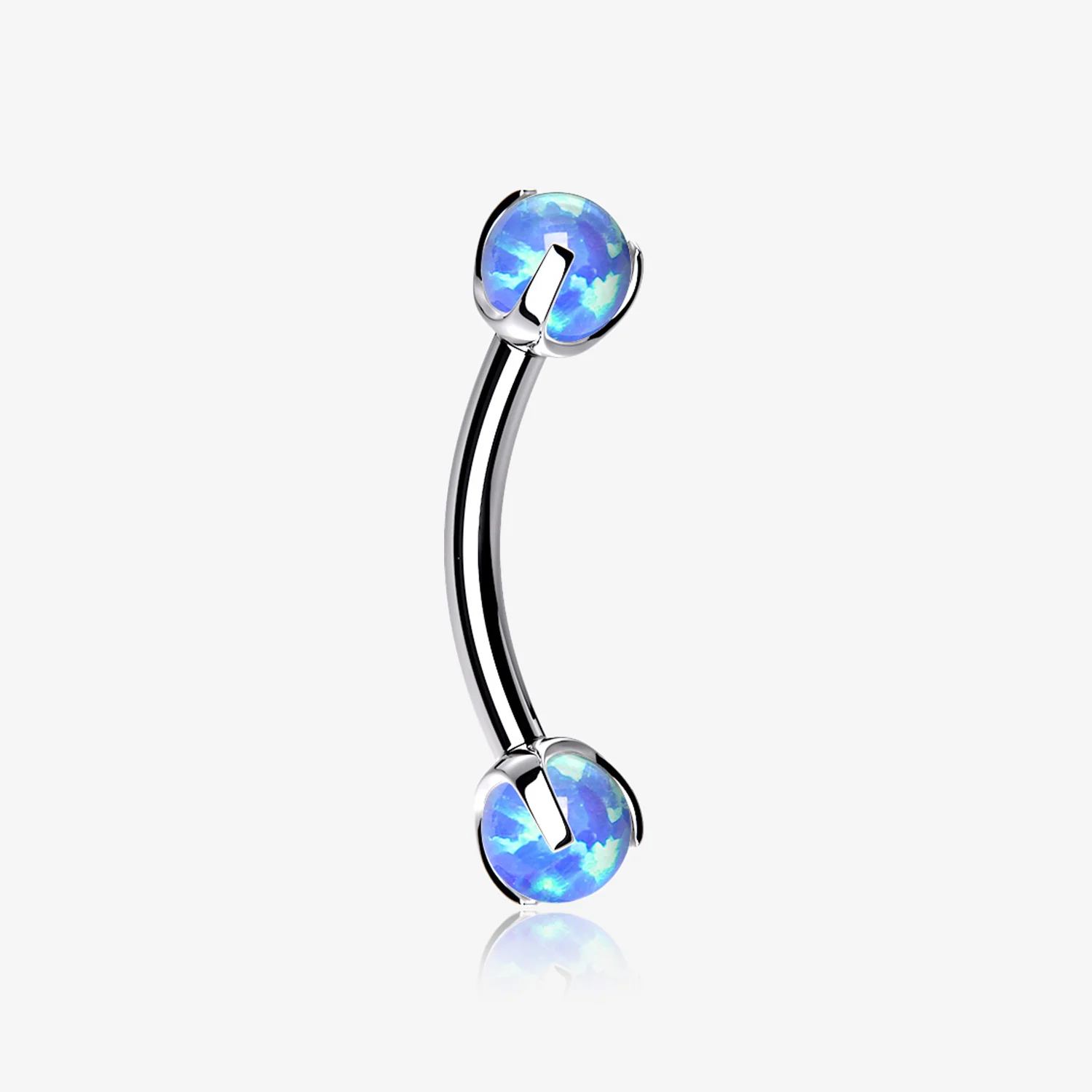 Fire Opal Claw Prong Set Sparkle Internally Threaded Curved Barbell