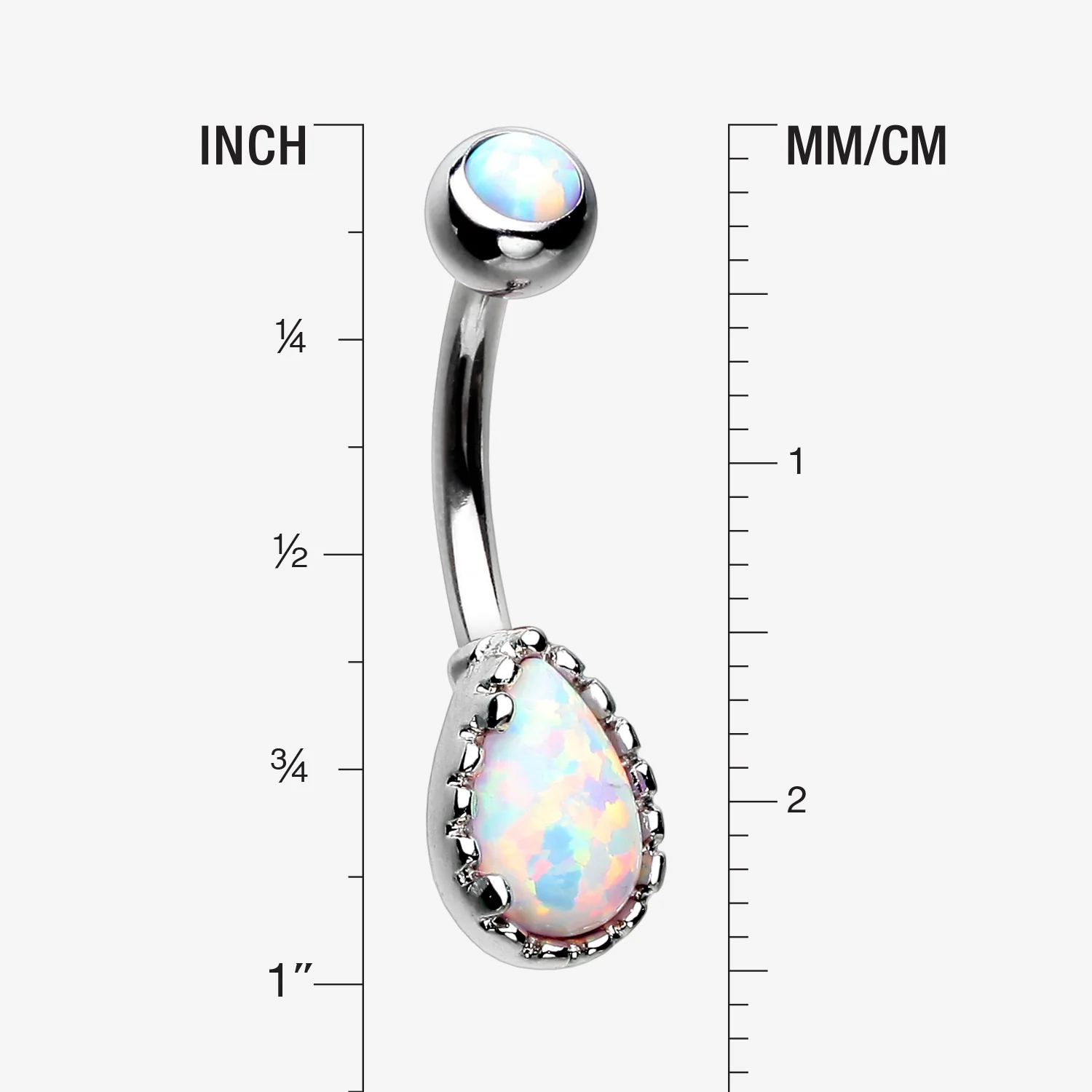 Fire Opal Elegance Teardrop Belly Button Ring - Image 2