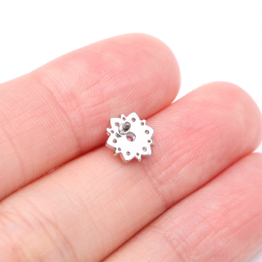 Fire Opal Flower Love Sparkle Dermal Anchor Top - Image 4