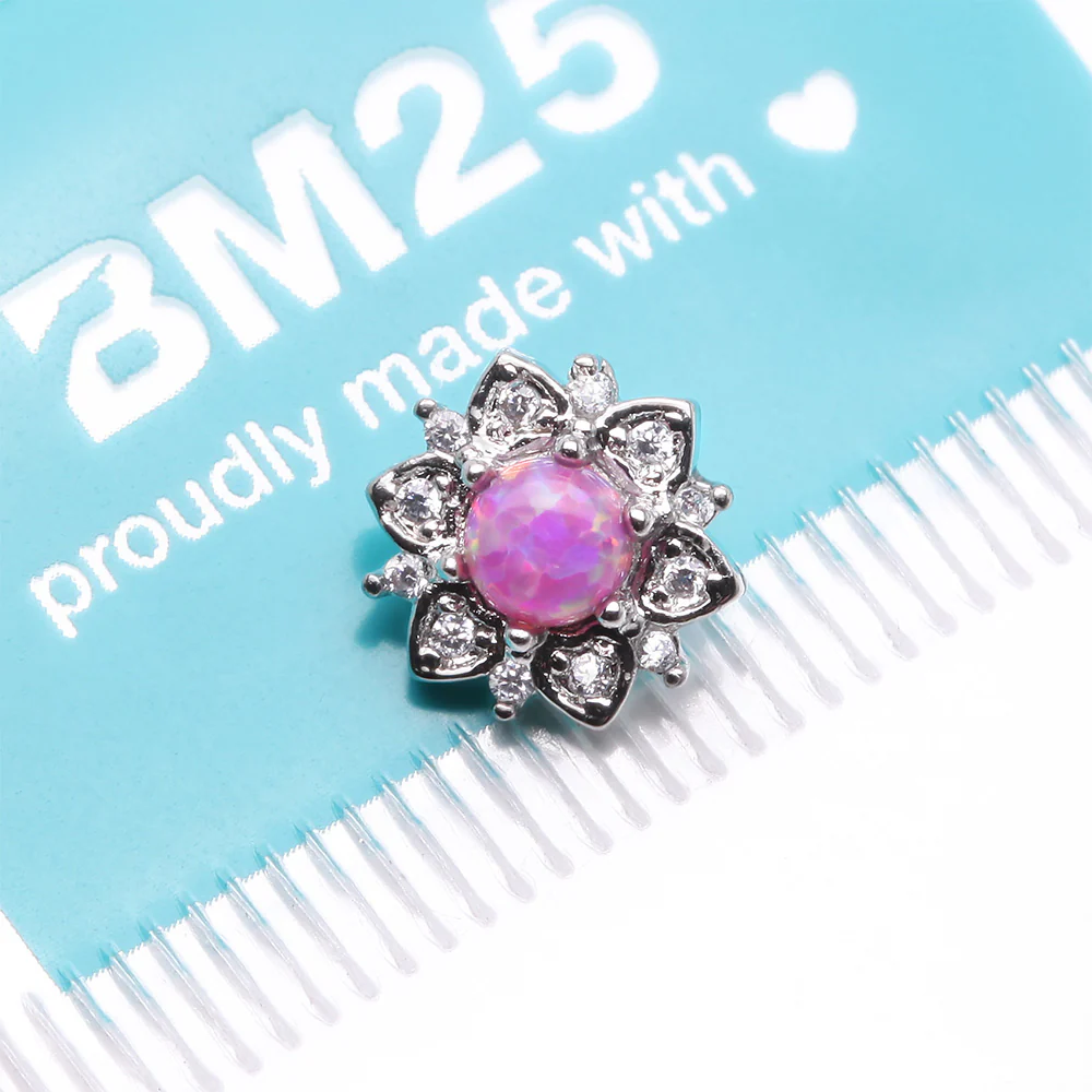 Fire Opal Flower Love Sparkle Dermal Anchor Top - Image 5