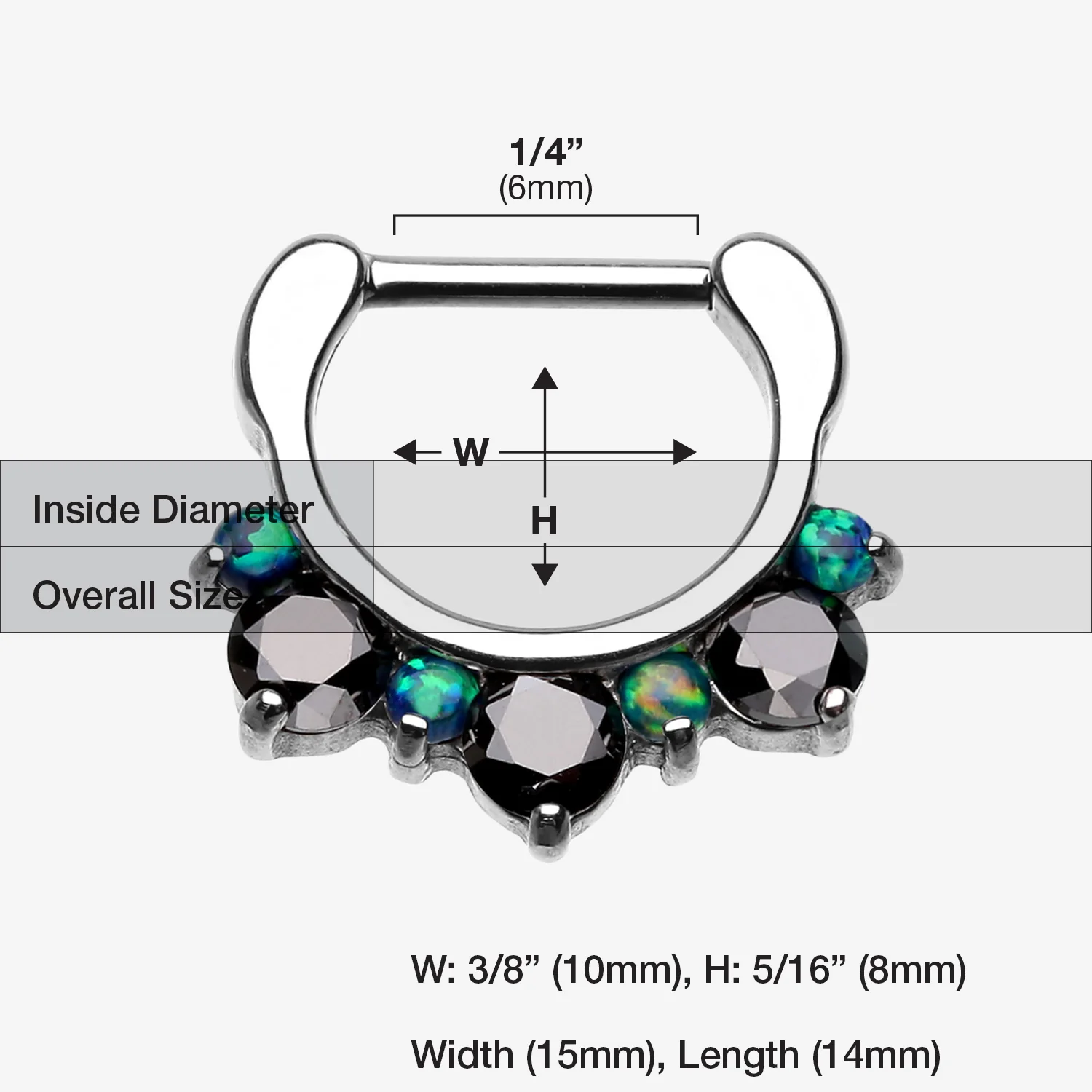 Fire Opal Multi Gem Sparkle Deuce Septum Clicker - Image 2