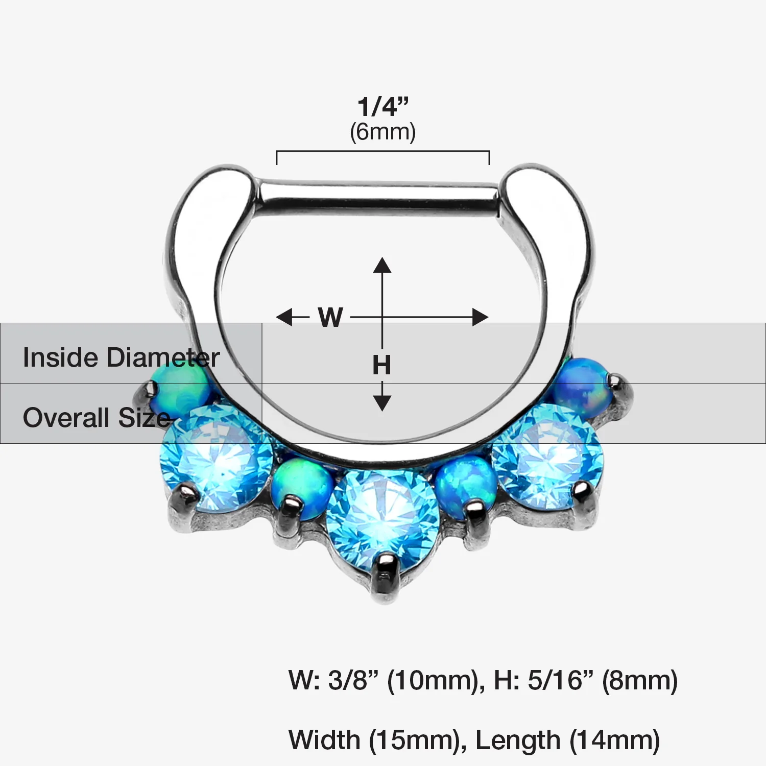 Fire Opal Multi Gem Sparkle Deuce Septum Clicker - Image 2