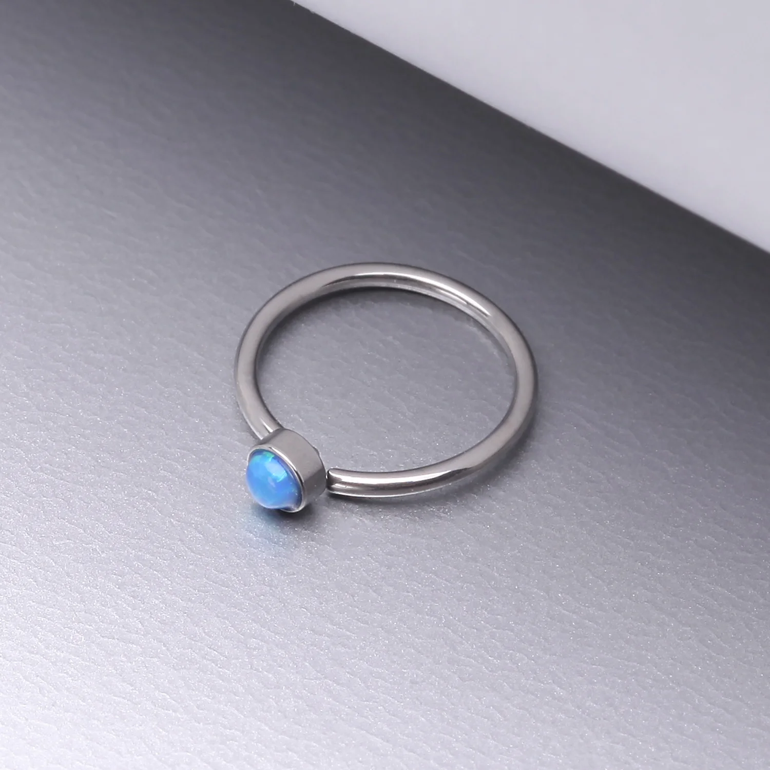Fire Opal Sparkle Bezel Set Bendable Hoop Ring - Image 2