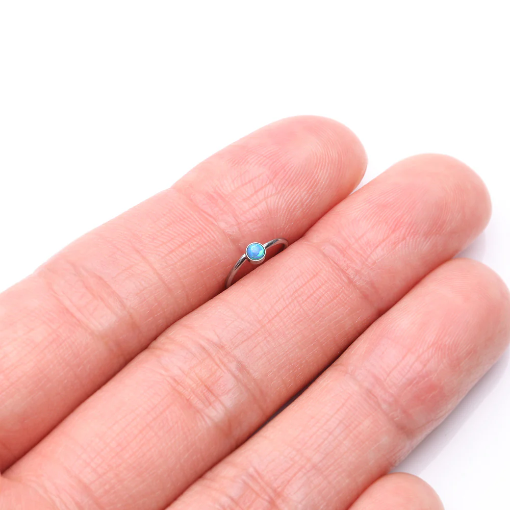 Fire Opal Sparkle Bezel Set Bendable Hoop Ring - Image 3