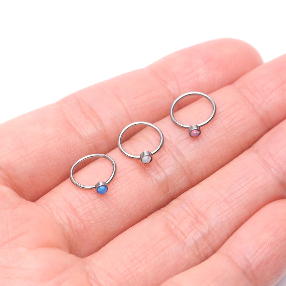 Fire Opal Sparkle Bezel Set Bendable Hoop Ring - Image 4