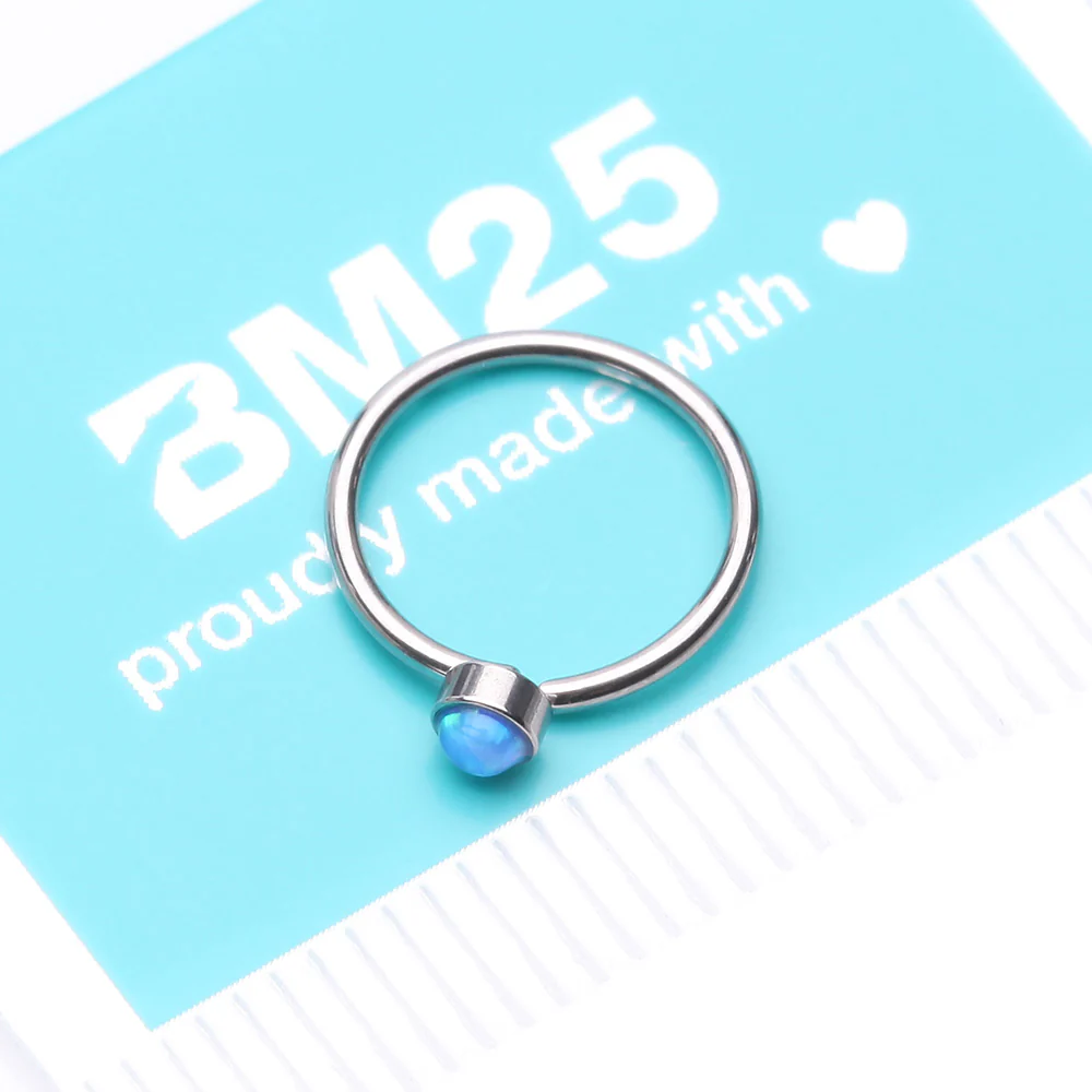 Fire Opal Sparkle Bezel Set Bendable Hoop Ring - Image 5