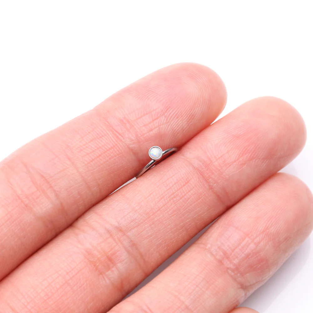 Fire Opal Sparkle Bezel Set Bendable Hoop Ring - Image 3